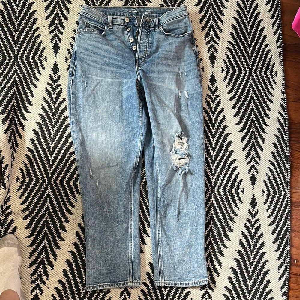 Old Navy Curvy Sky High Straight Cropped Denim